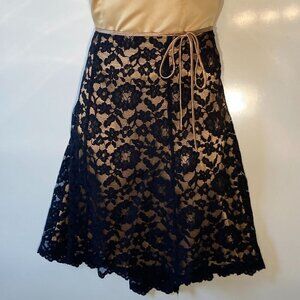 NY Collection SZ 2X Vintage Black lace gold lined skirt party black tie formal e
